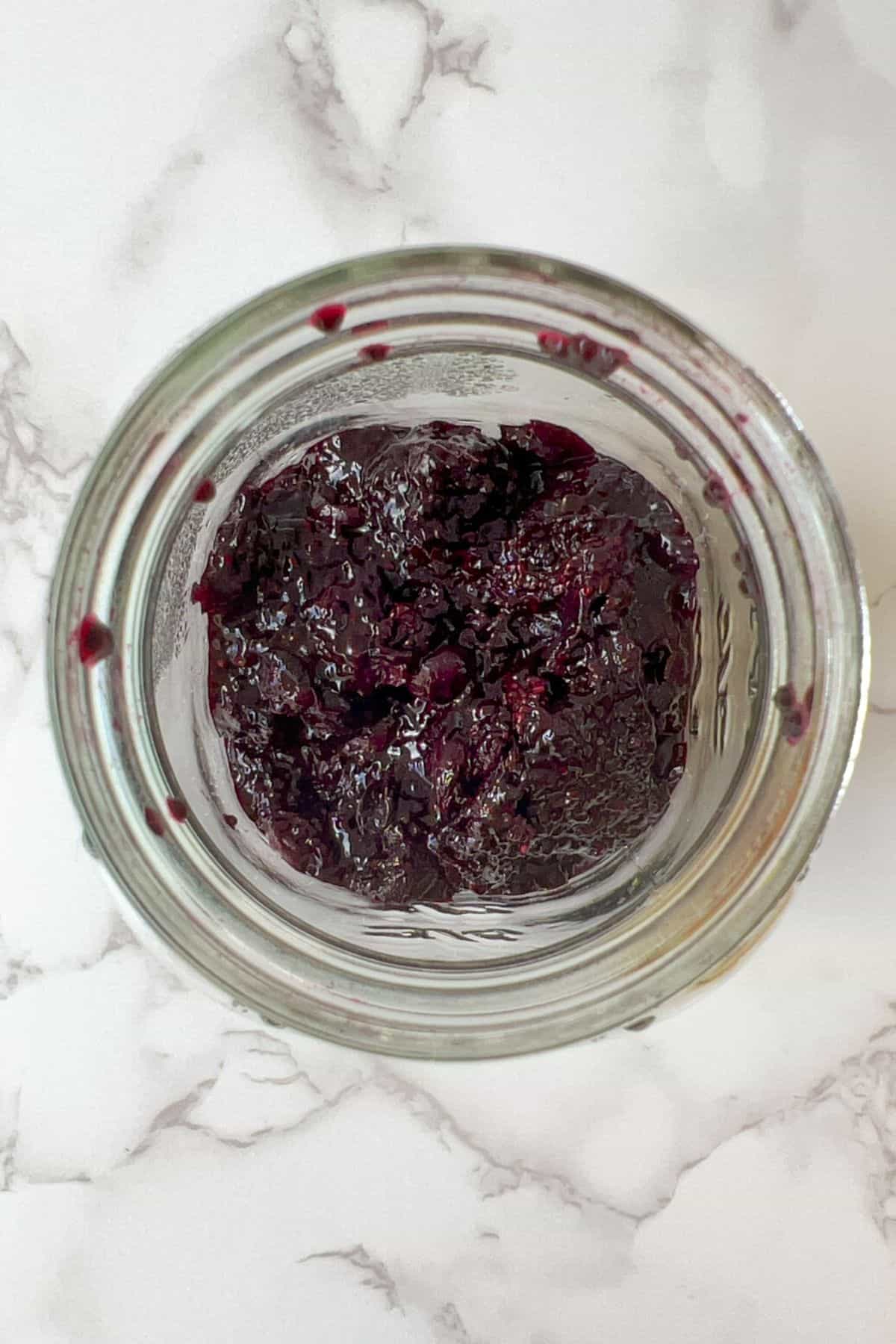 blueberry jam in a jar