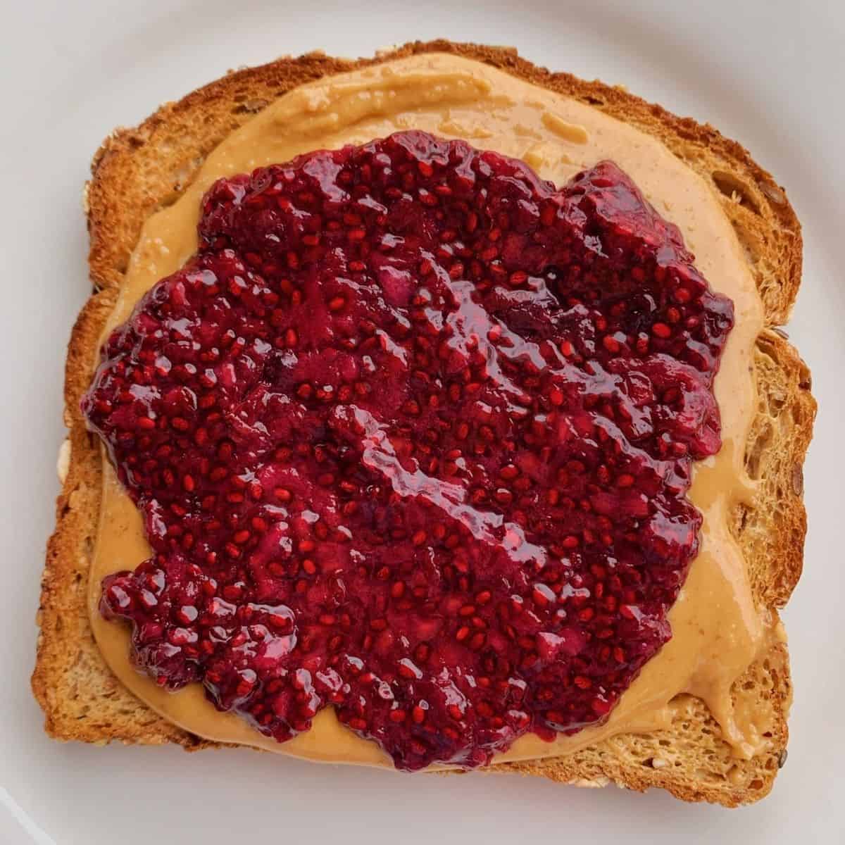 keto jam recipe on peanut butter toast