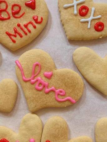 honey sugar cookies in a heart shape