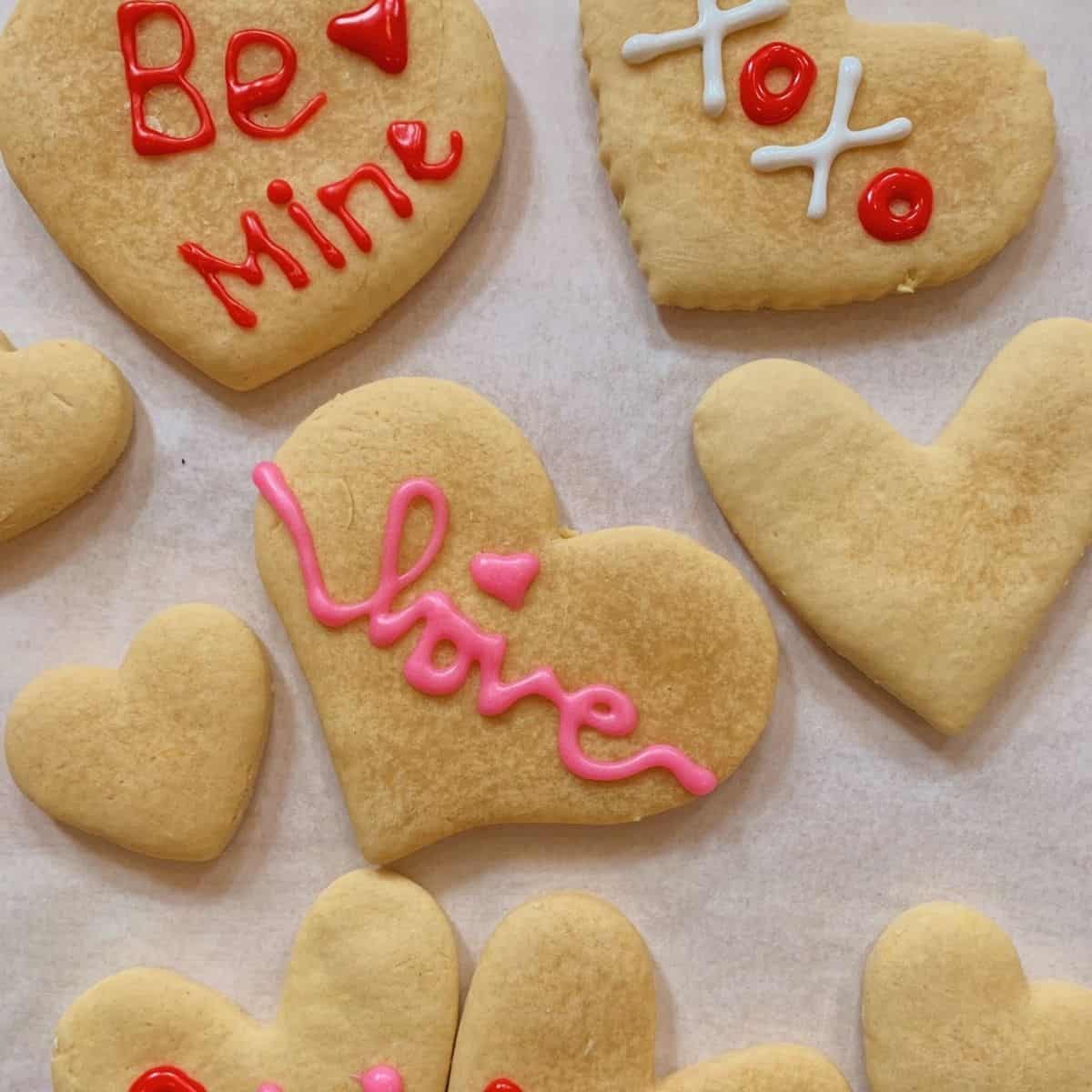 honey sugar cookies in a heart shape