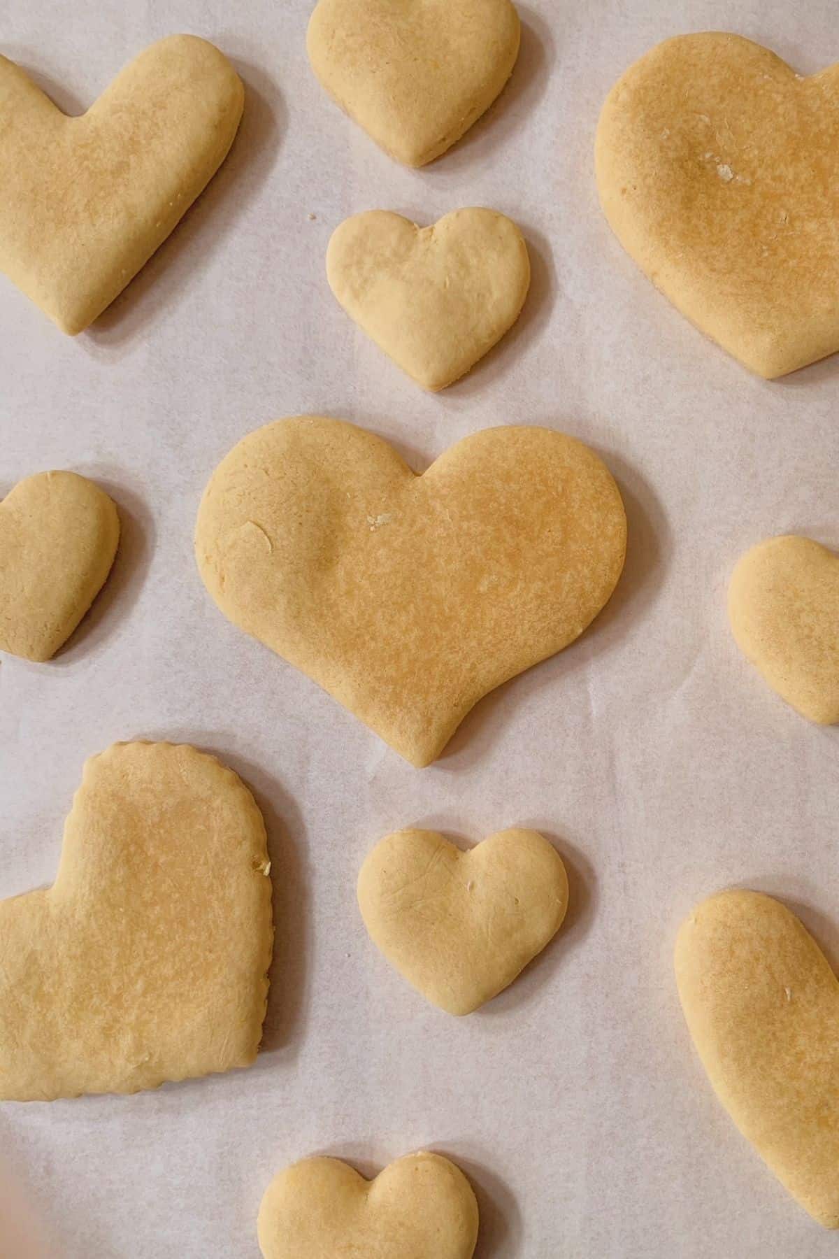 honey sugar cookies in a heart shape without frosting