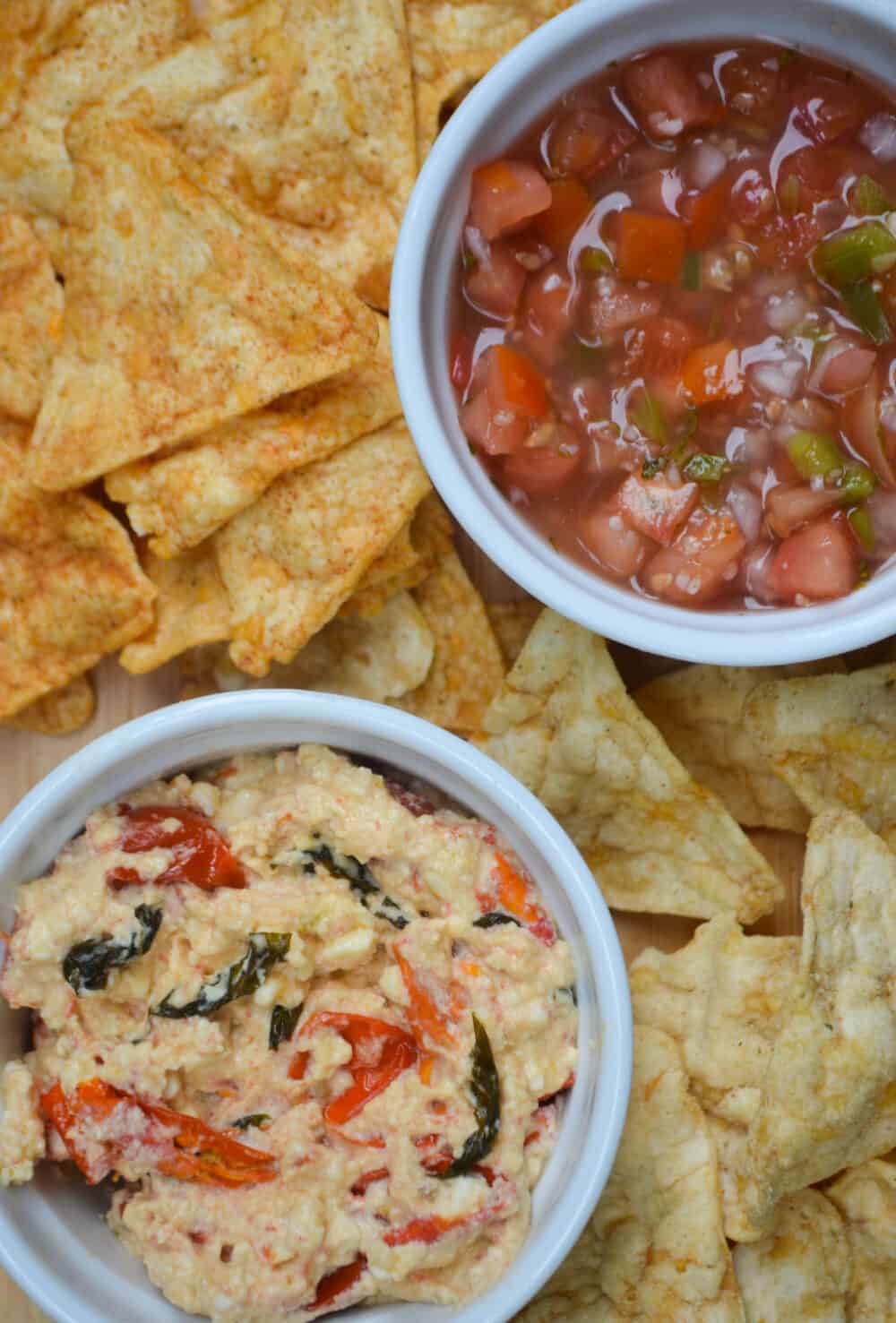 Warm Feta Dip with Chickpea Chips