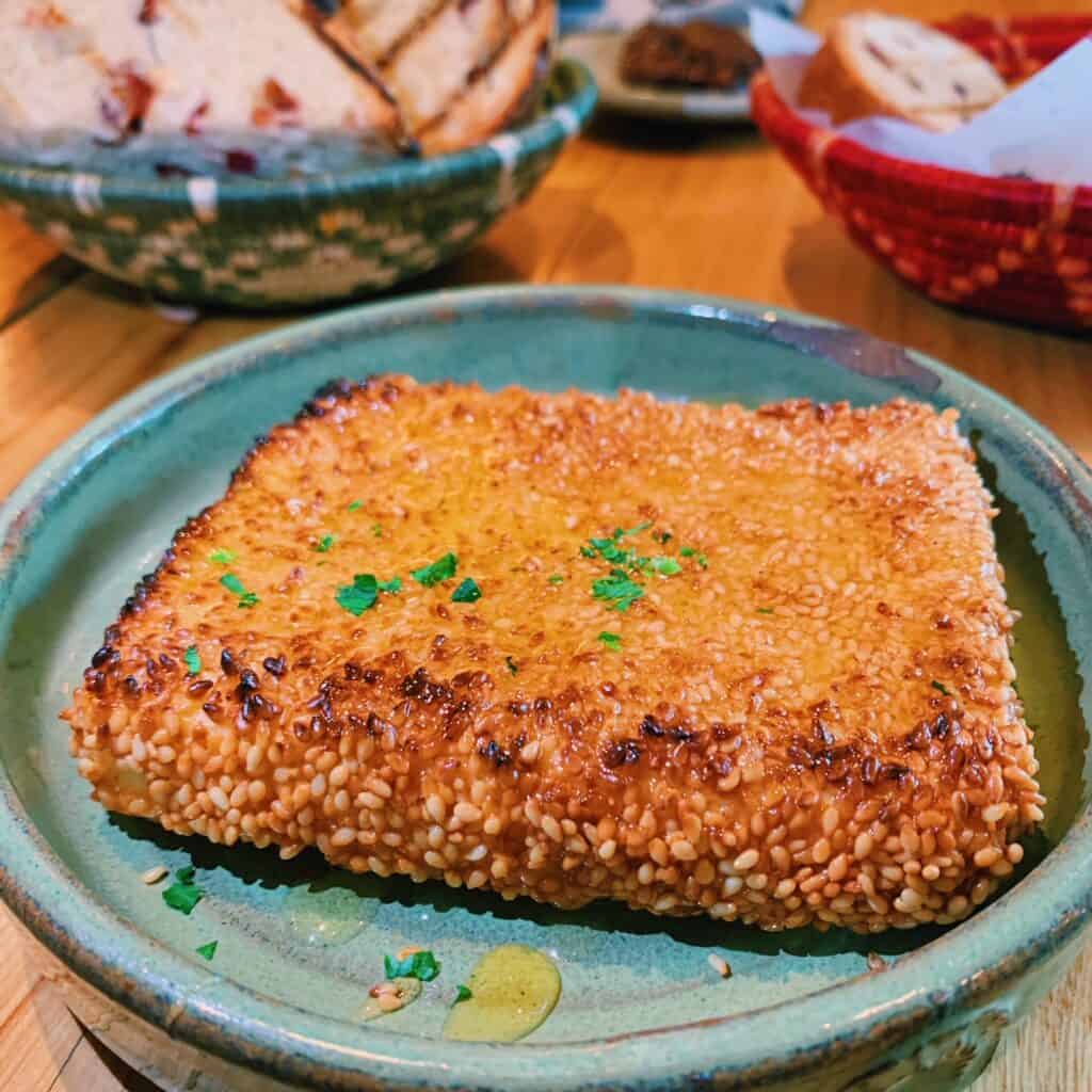 sesame-crusted feta