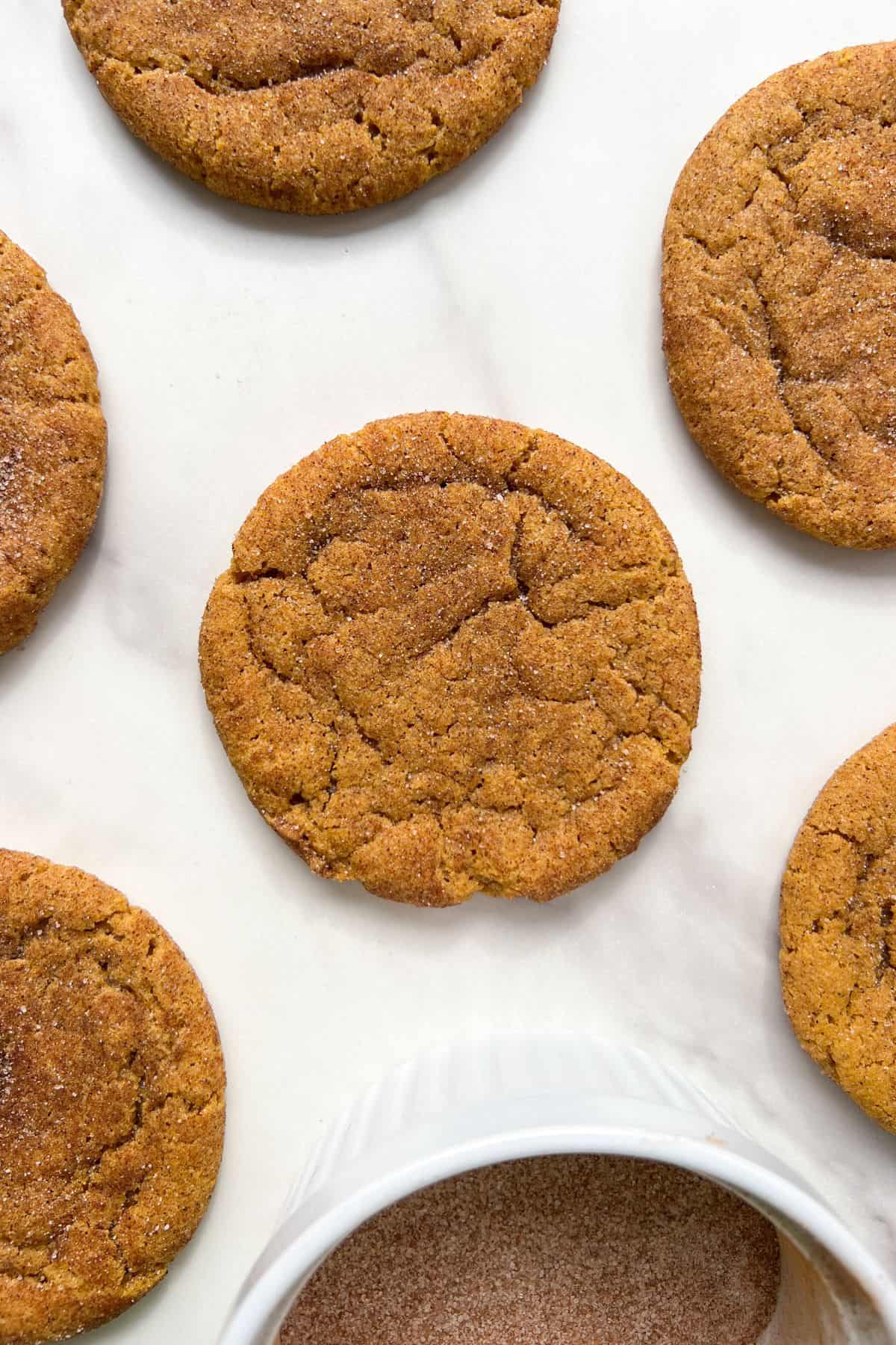 Gluten Free Snickerdoodle Cookies with pumpkin ready to be eaten.