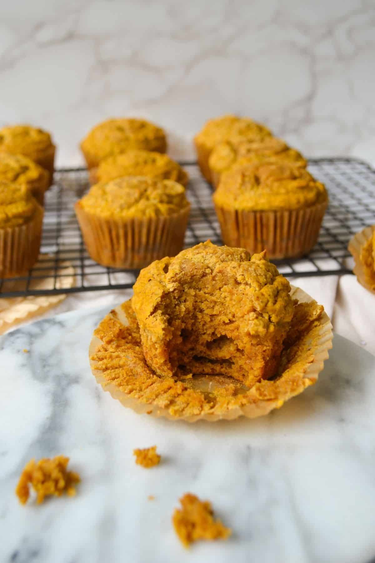 Libby Pumpkin Muffin with a bite taken out of it.
