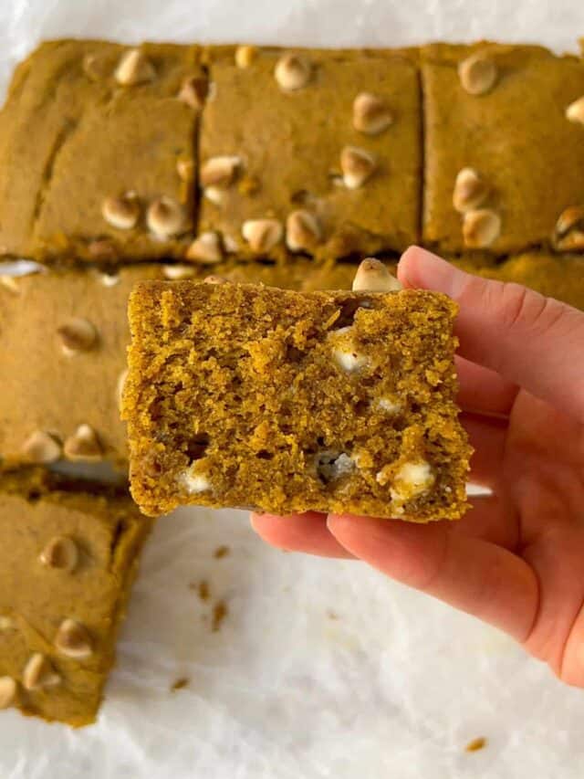 the BEST copycat paula deen pumpkin bars Feasty Travels