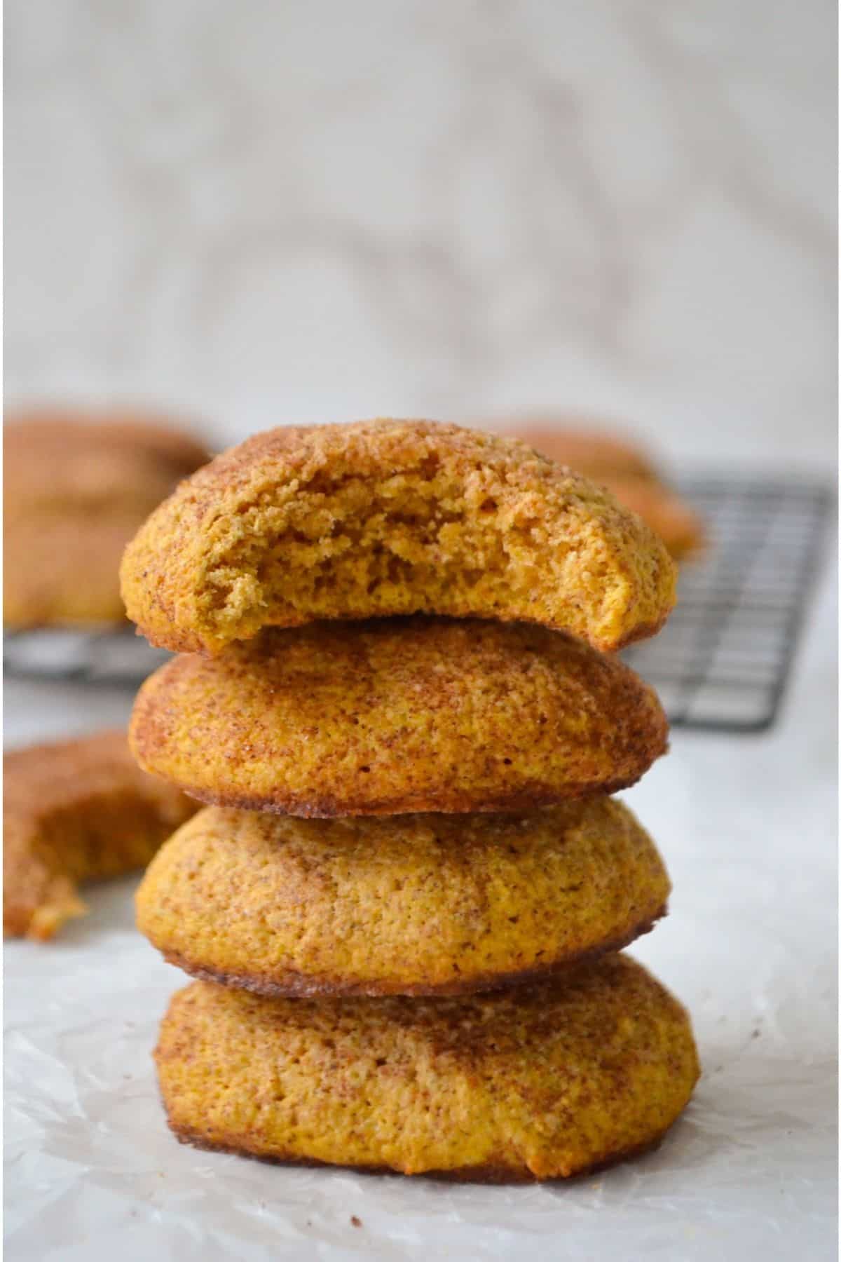 Stack of pumpkin snickerdoodle cookies