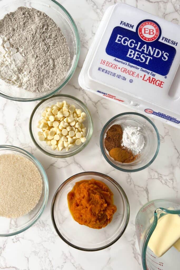 pumpkin bars ingredients measured out