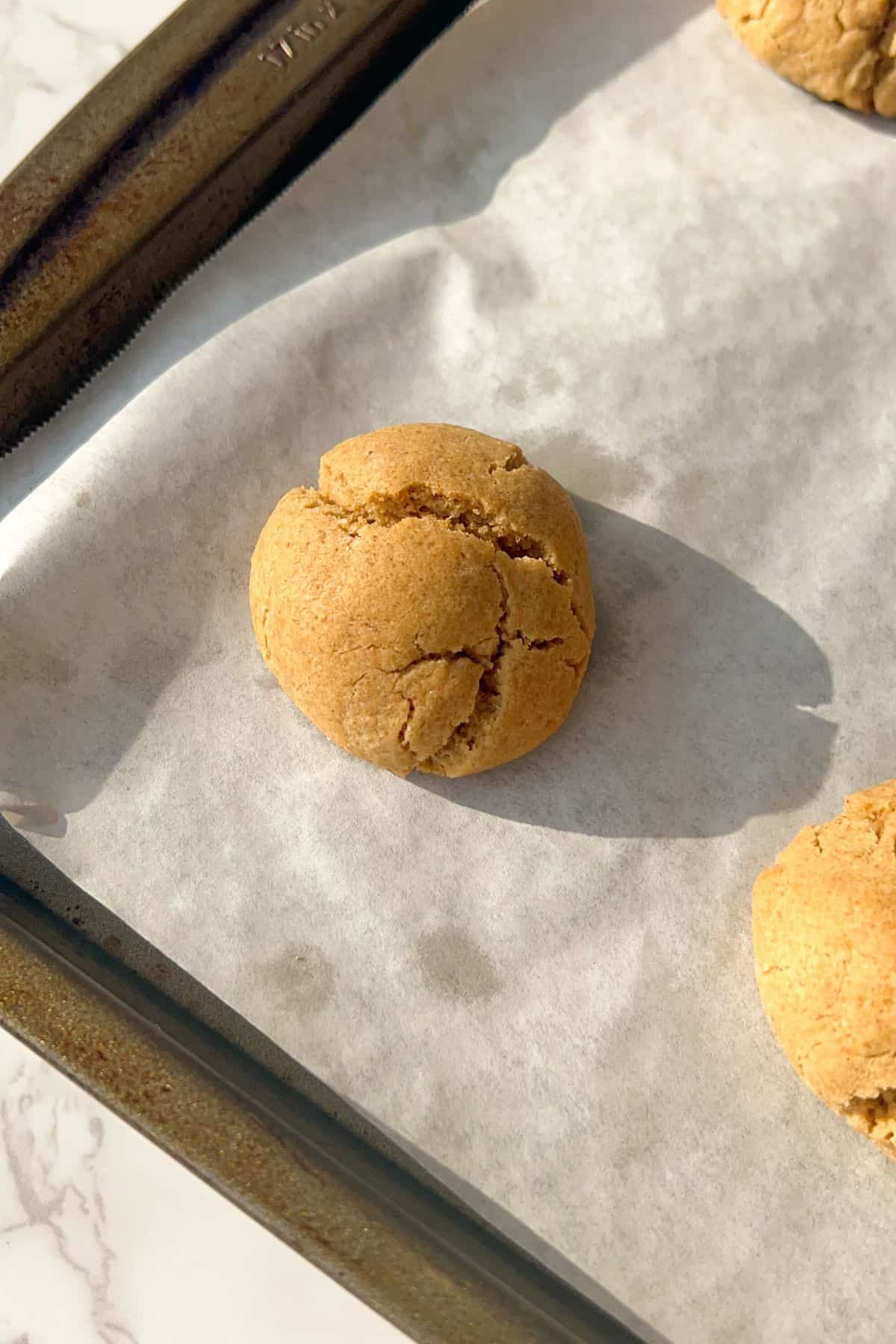 baked peanut butter blossom before adding the hershey kiss