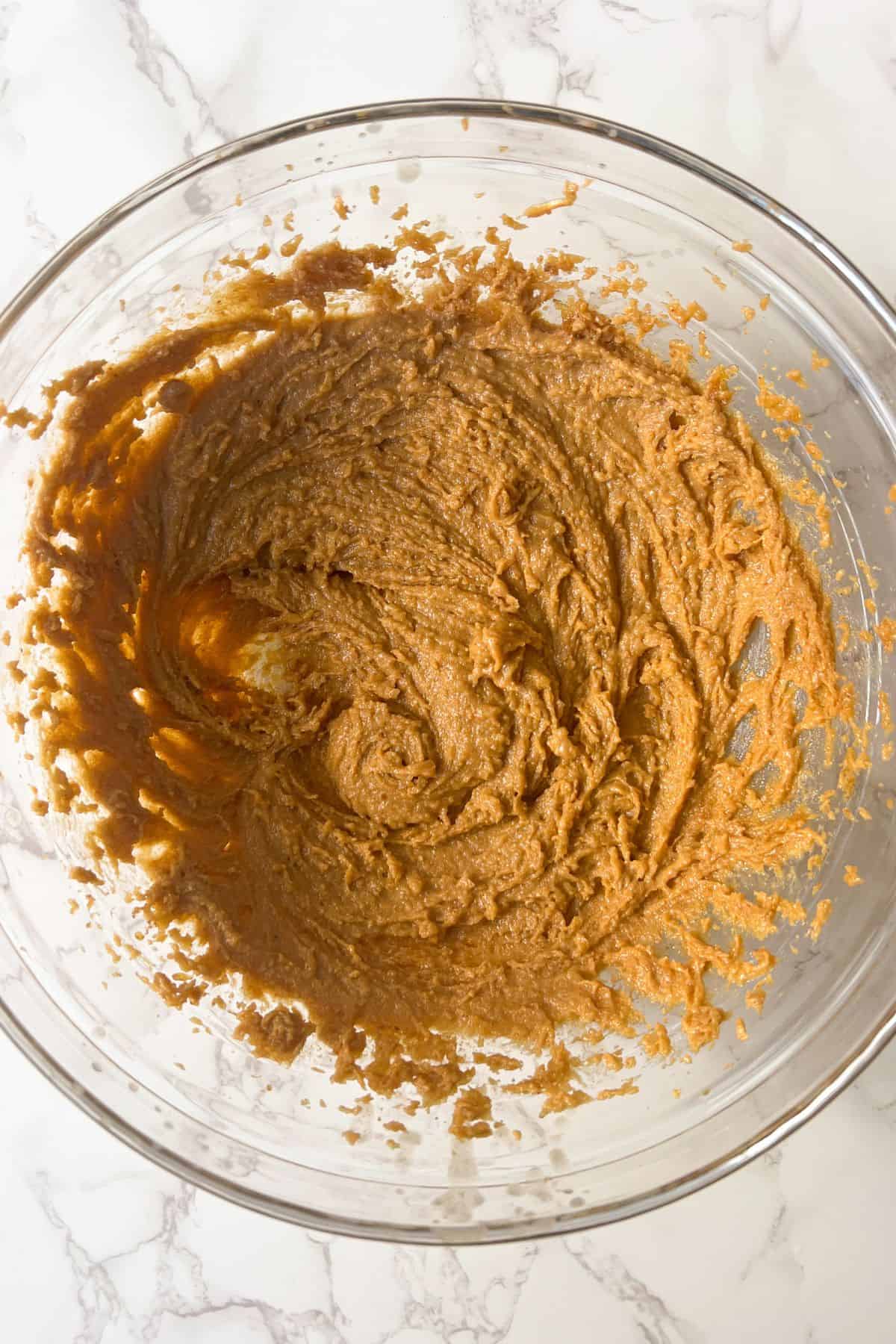 batter to make Gluten Free Peanut Butter Blossoms in a bowl