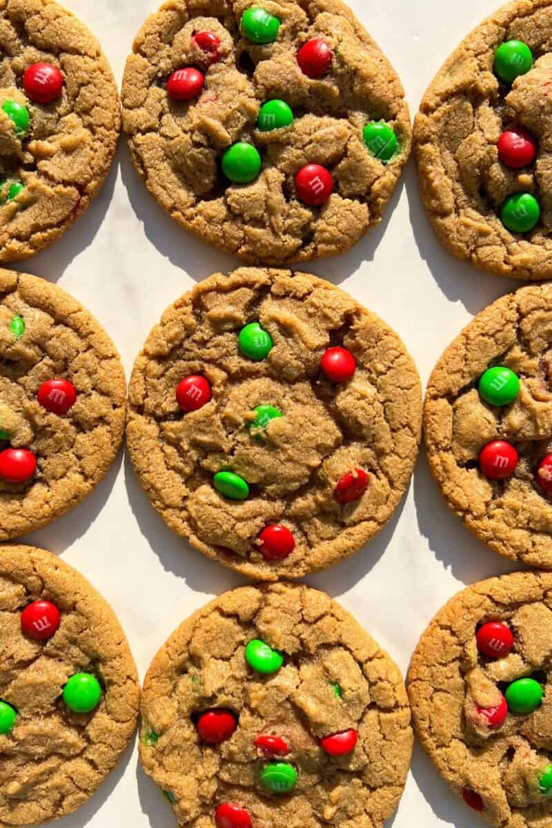 Chewy Sugar Cookies with M&M's - Feasty Travels