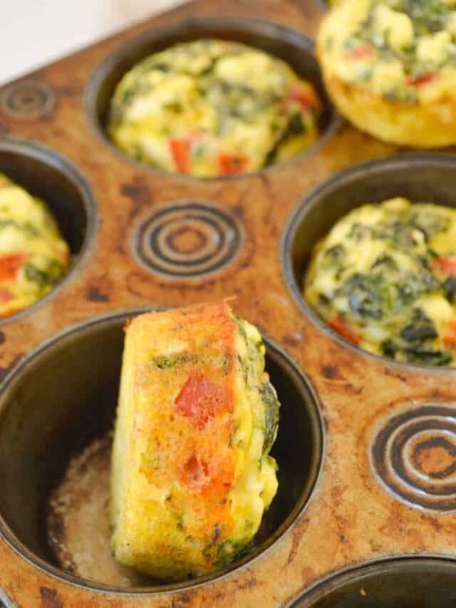Egg bite on it's side in the muffin pan