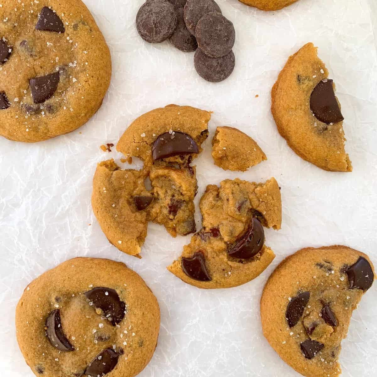 sea salt chocolate chunk cookie broken apart
