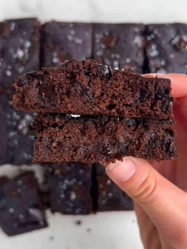 Holding Low Calorie Brownies in my hand