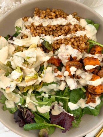 keto buddha bowl with dressing