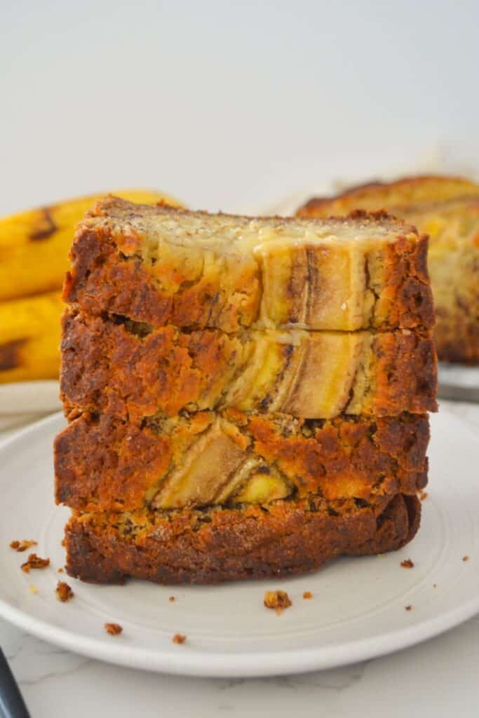 stack of banana bread slices