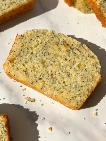 Slice of lemon poppy seed loaf