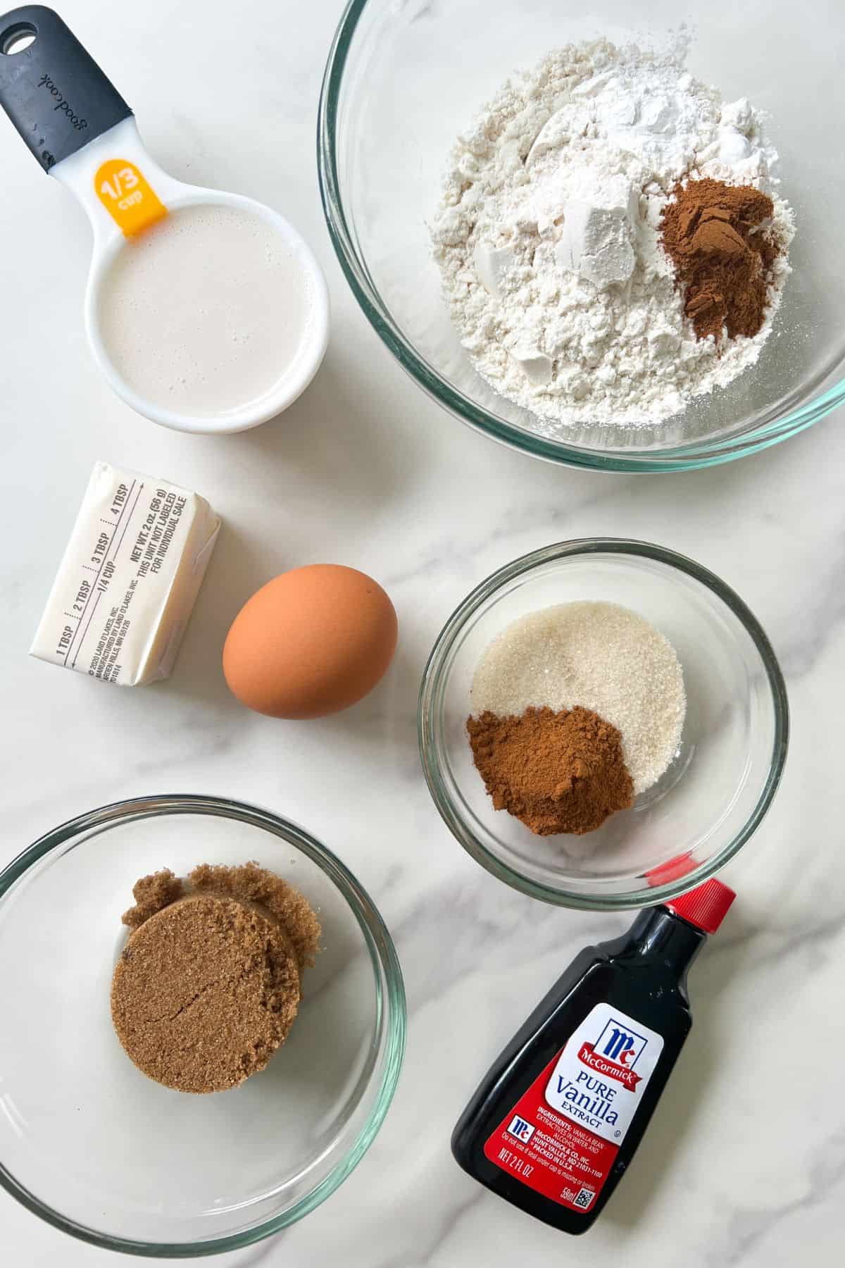 Cinnamon Streusel Muffins Ingredients measured out.