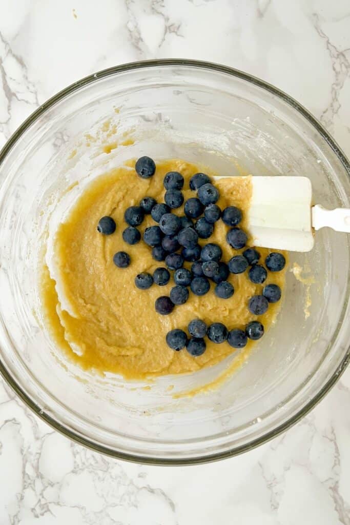 donut batter with blueberries added in