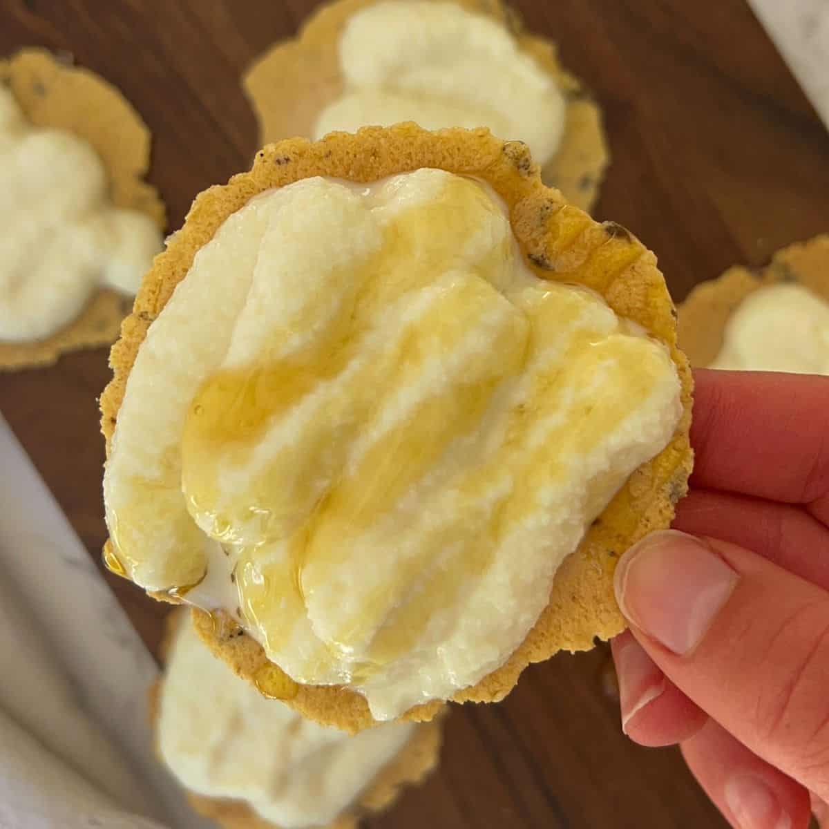 whipped ricotta spread on a cracker