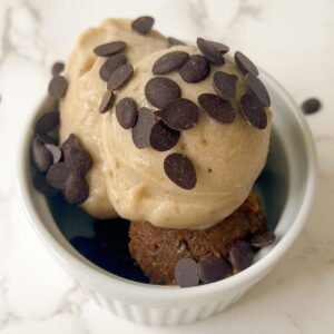 no churn banana ice cream with edible cookie dough and chocolate chips