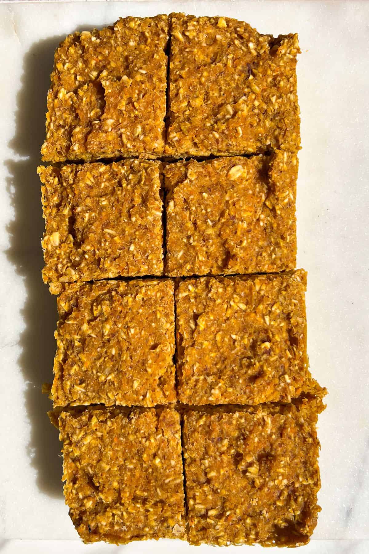 Sliced Carrot Cake Baked Oatmeal Bars