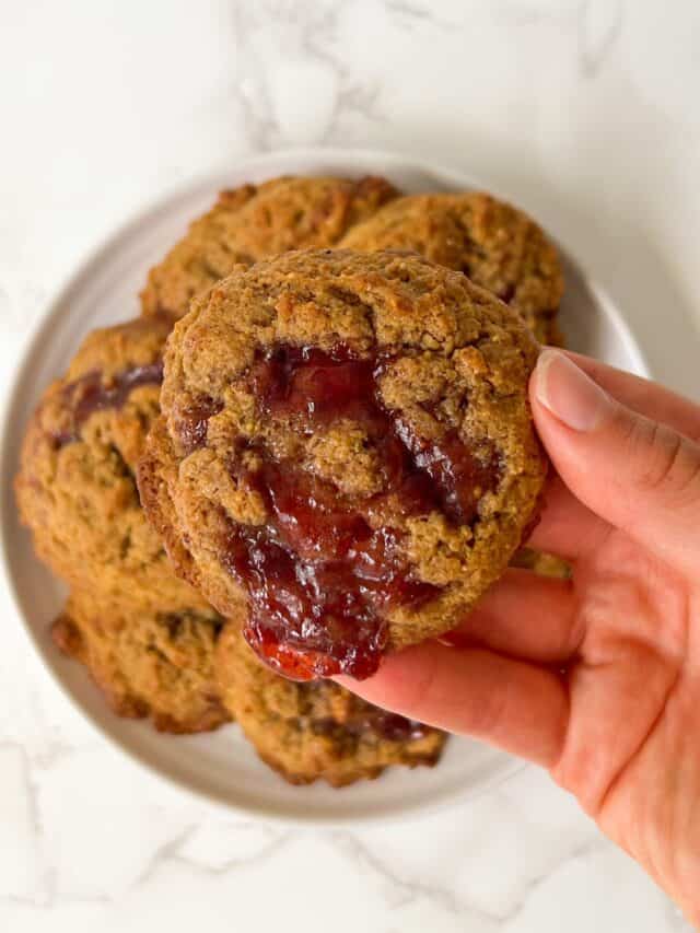 peanut butter jam drop cookies feasty travels