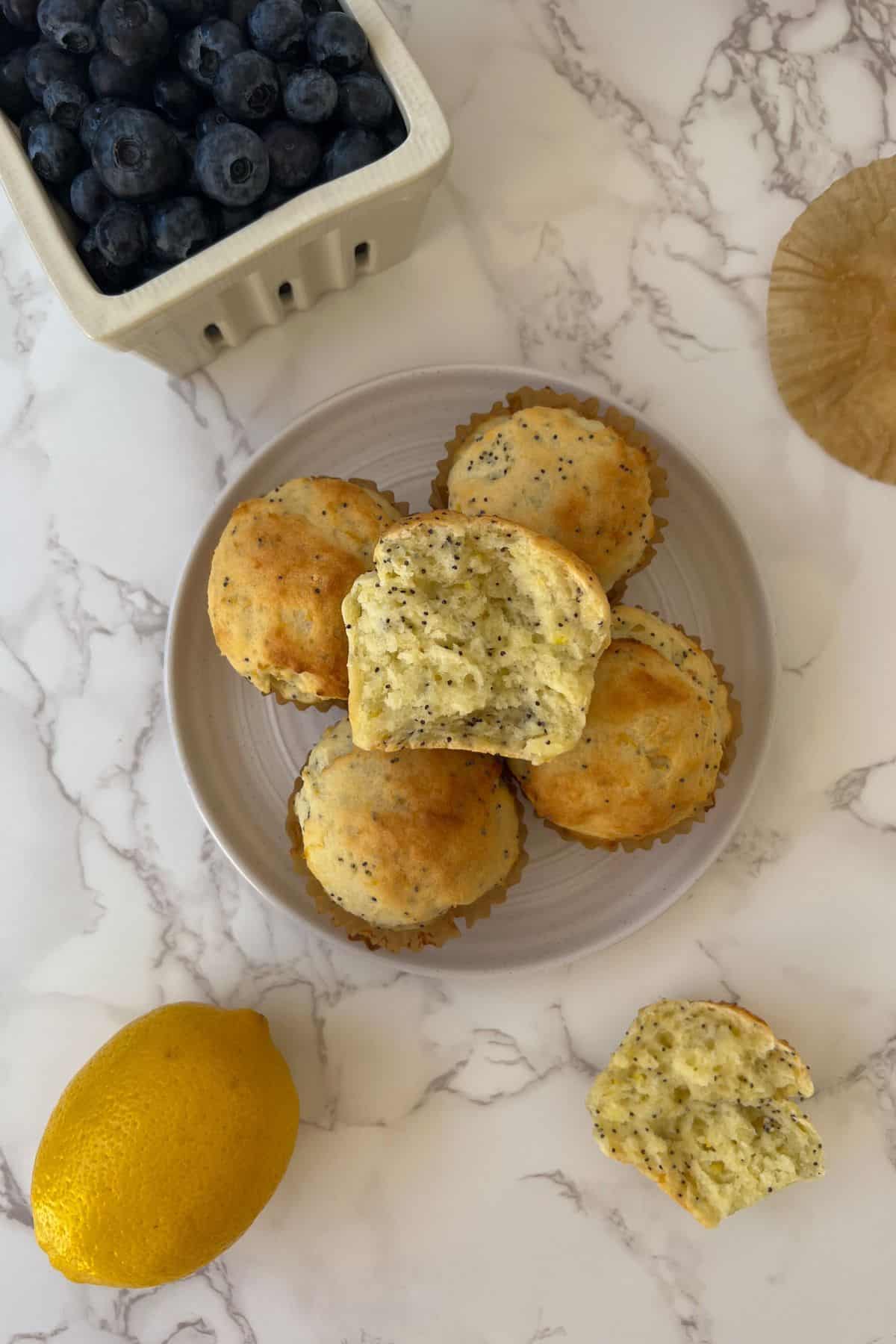gluten free lemon muffins on a plate