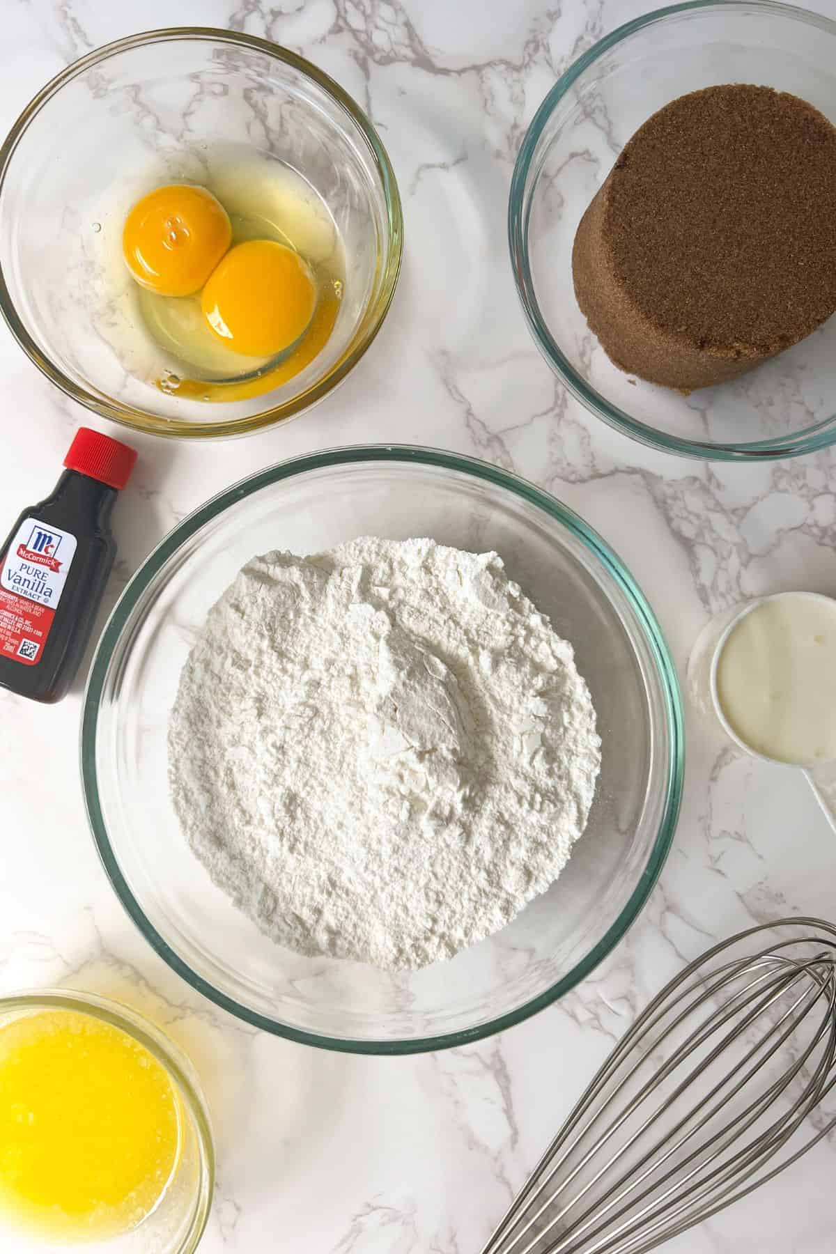 gluten free blondies ingredients laid out on the table