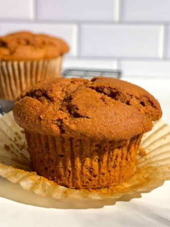 Fluffy Libby's Pumpkin Muffin with the wrapper taken off.