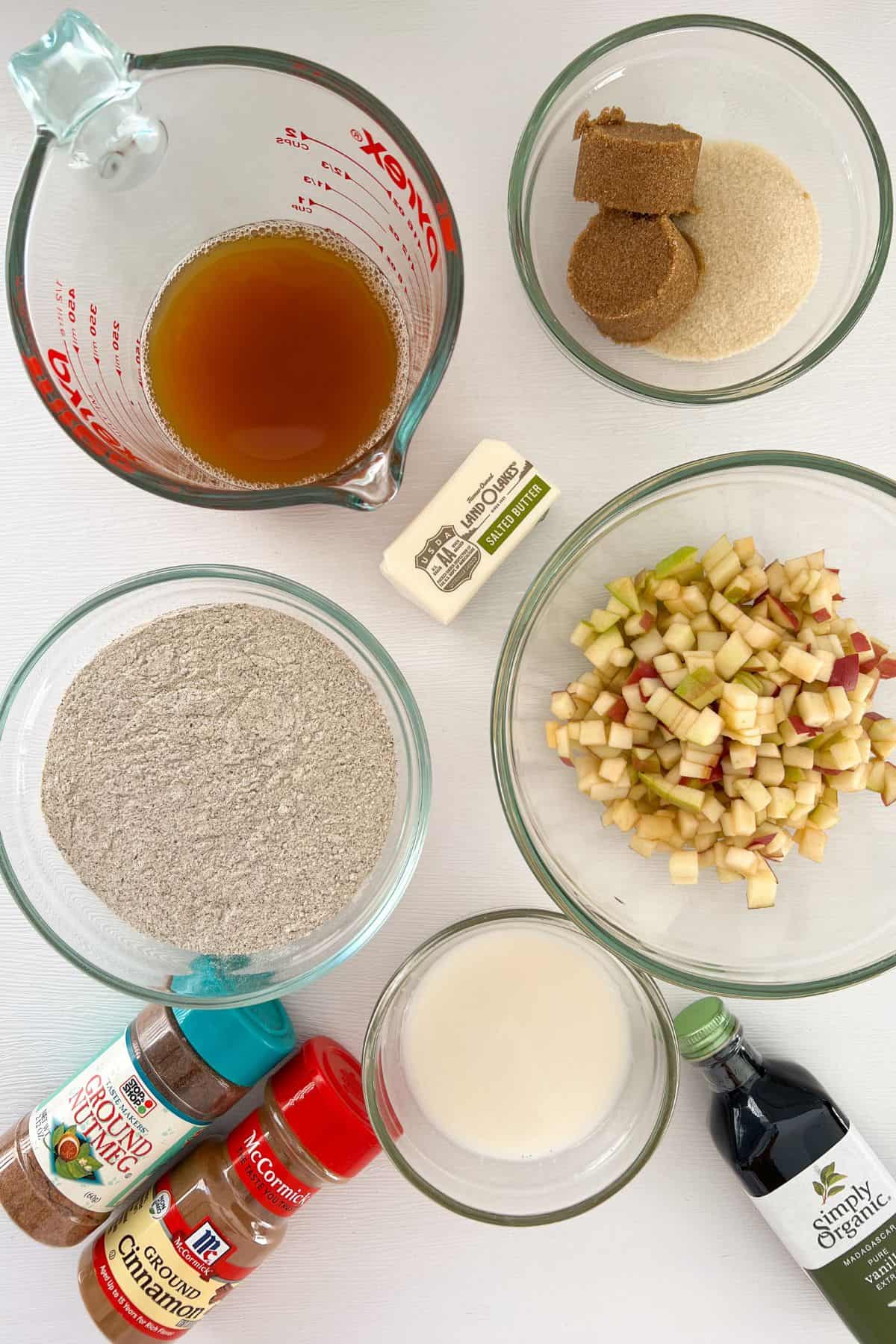 gluten free apple cider donut ingredients measured out