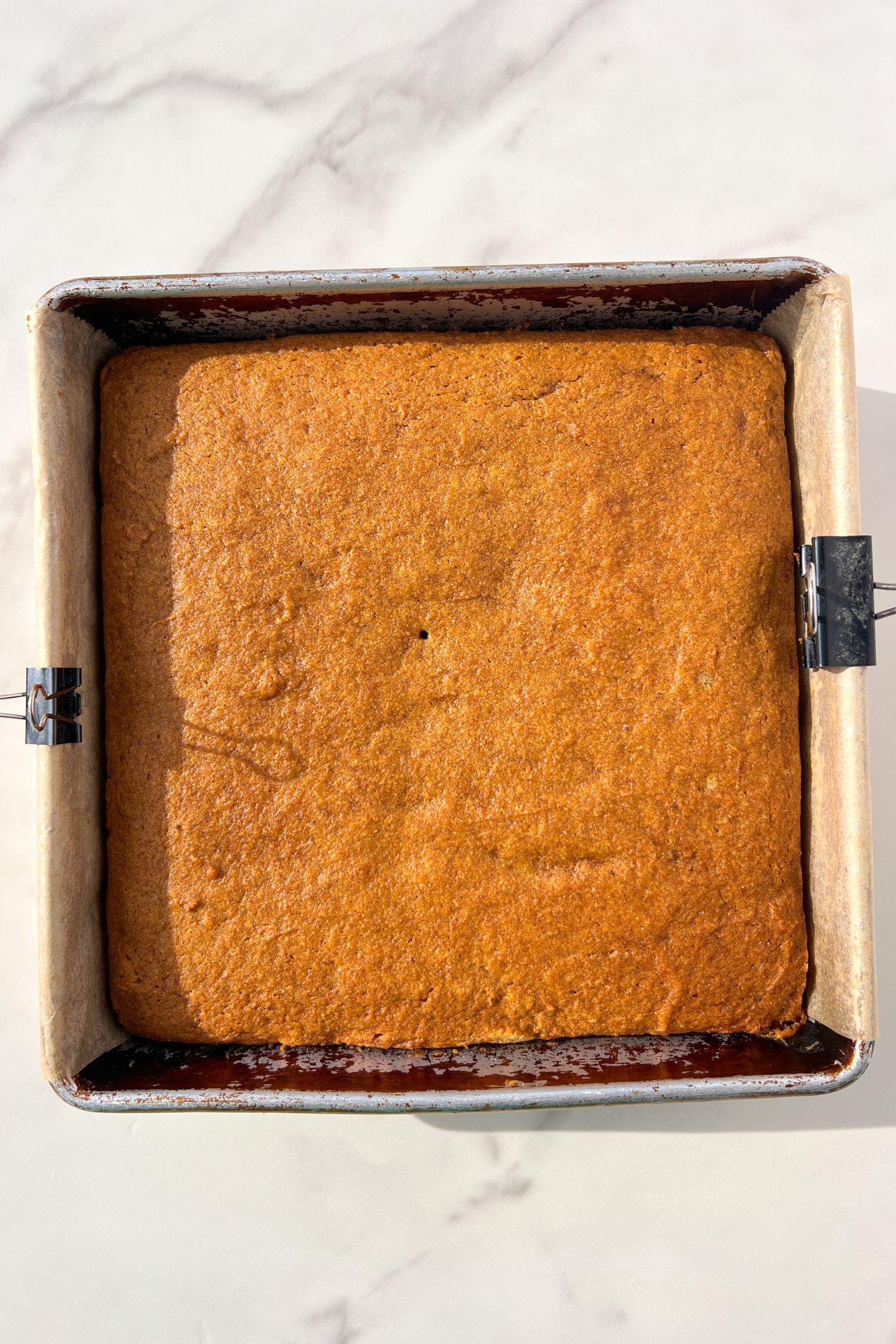 Baked pumpkin snack cake freshly out of the oven.