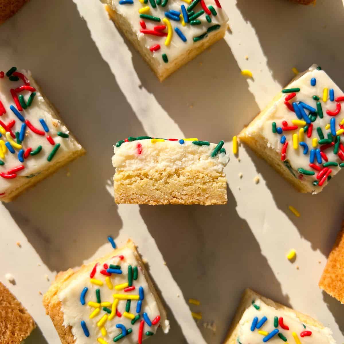 Frosted Sugar Cookie Bars - Brown Eyed Baker