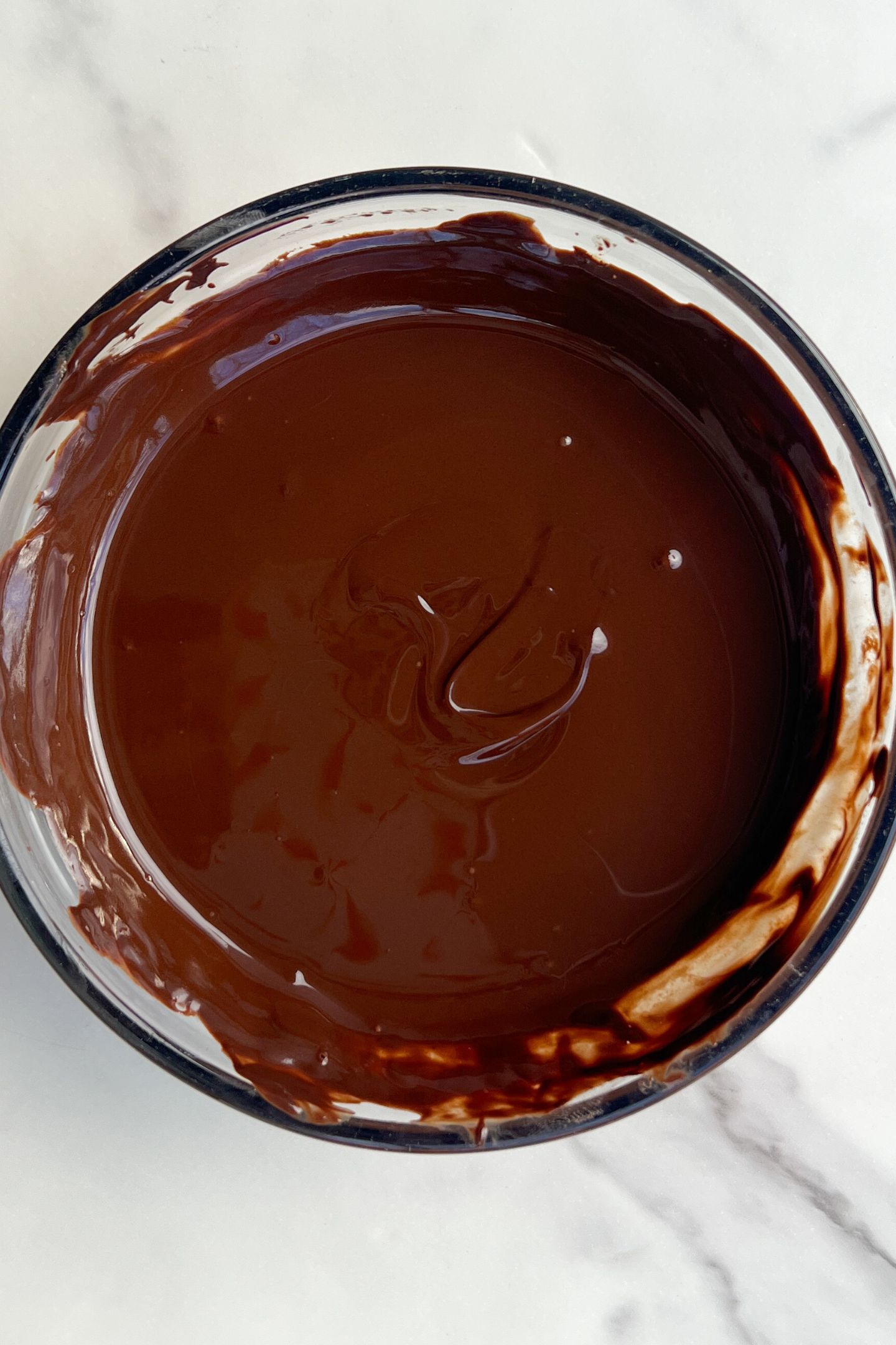 Dark chocolate in a bowl.