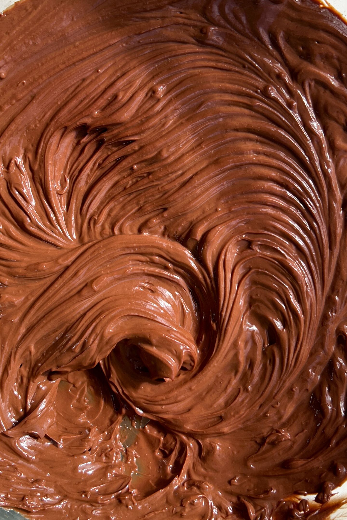 Chocolate Mousse made with Protein Powder in a mixing bowl.