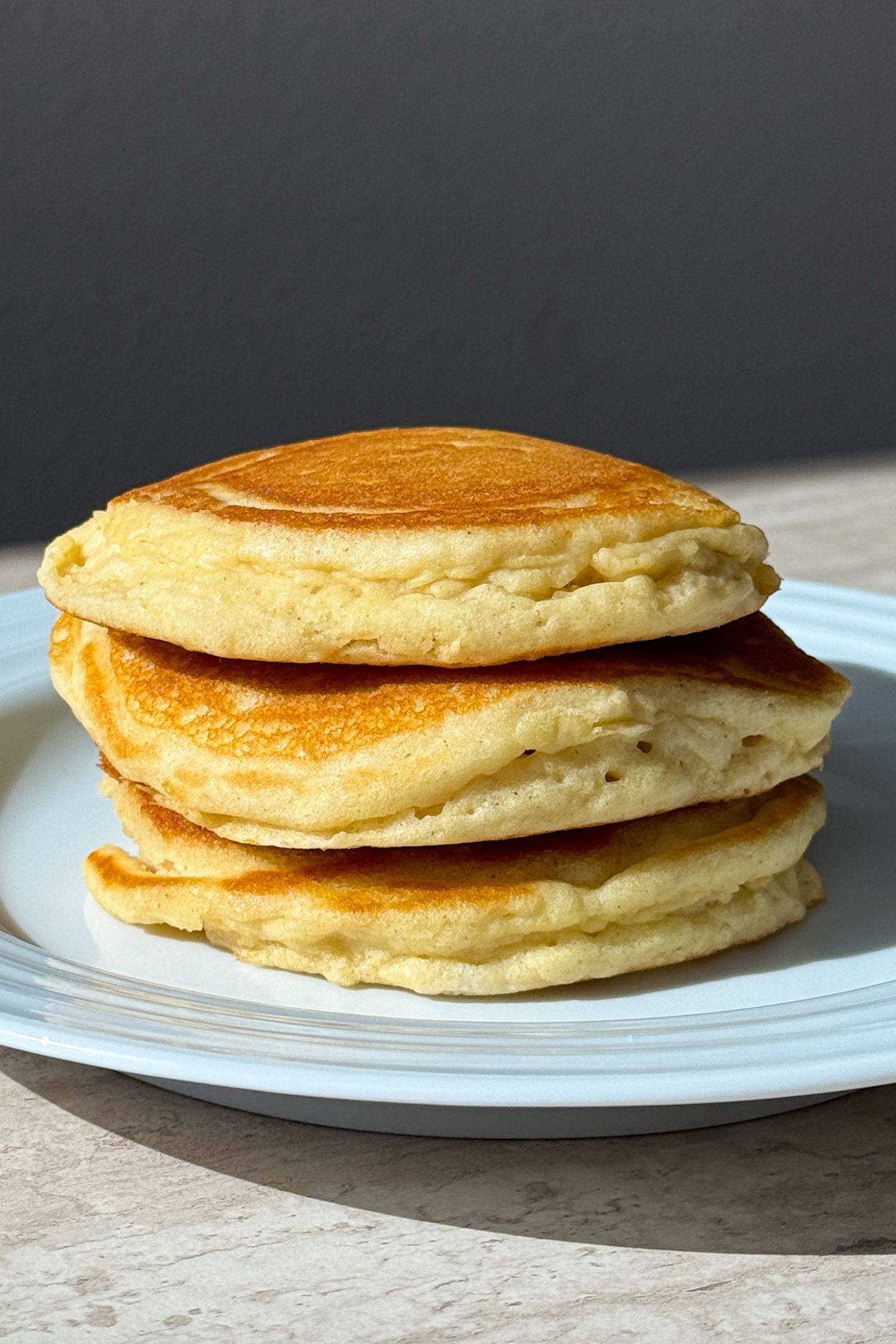 Stack of buttermilk pancakes.