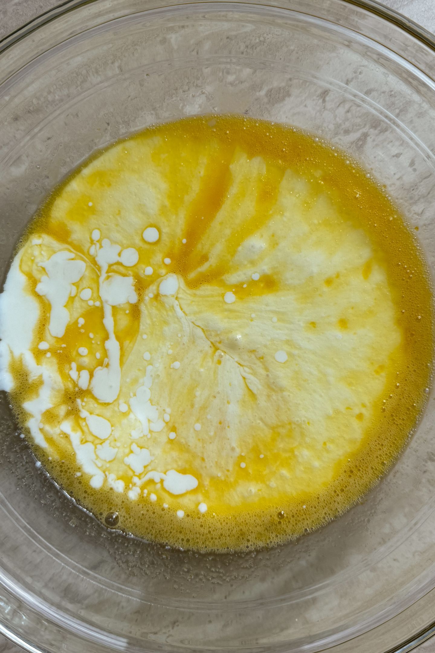 Buttermilk added to the other wet ingredients.