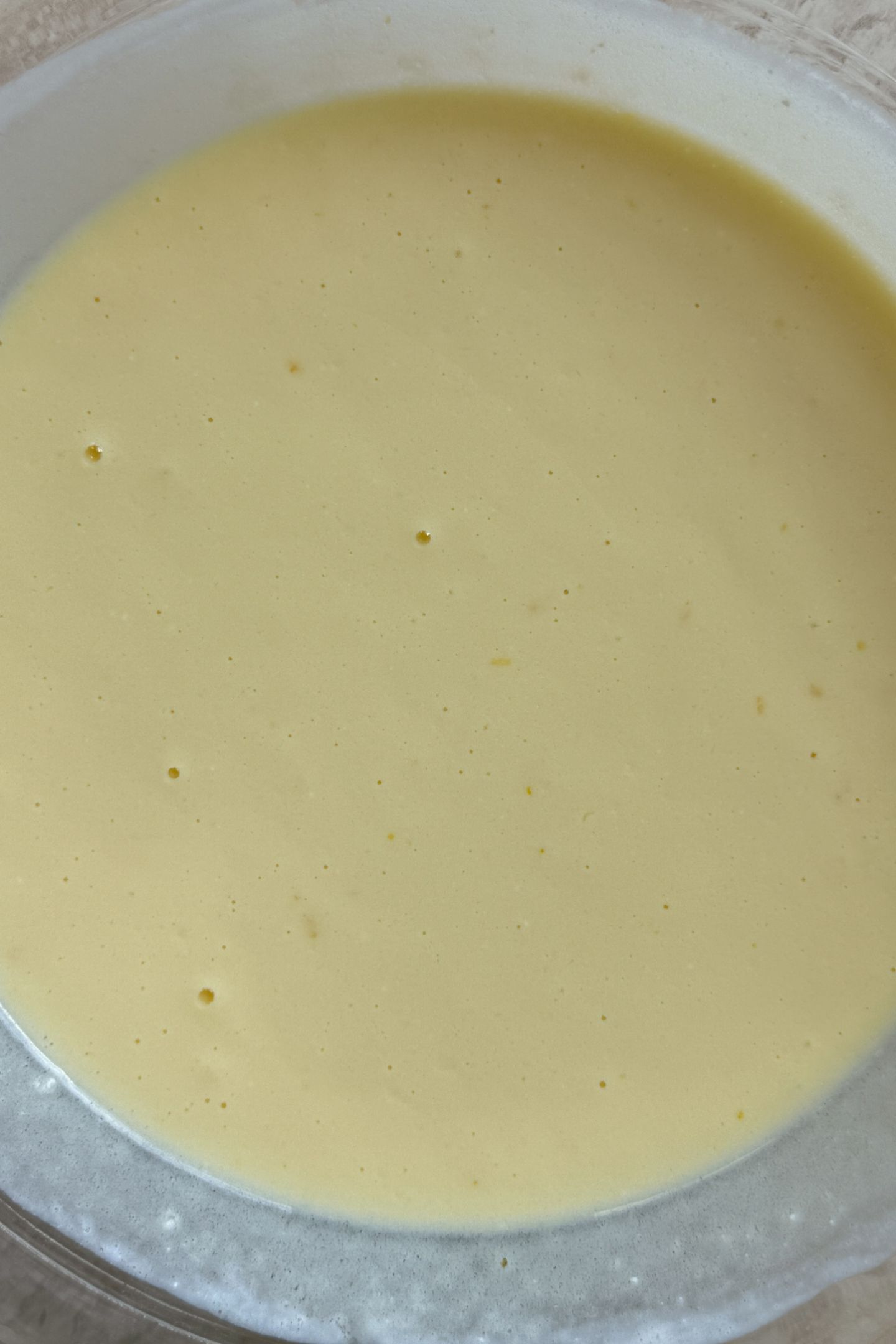 Wet ingredients whisked together in the bowl.