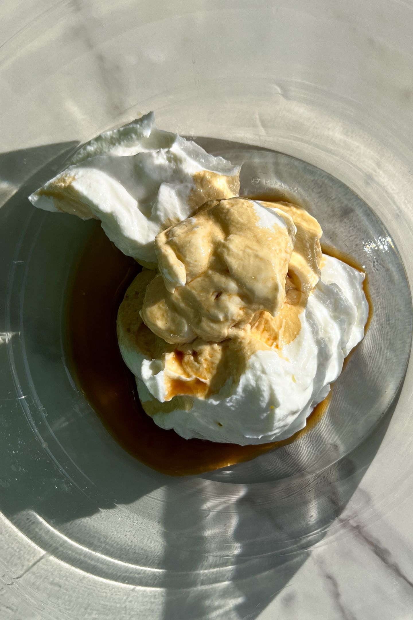 Wet ingredients in the mixing bowl.