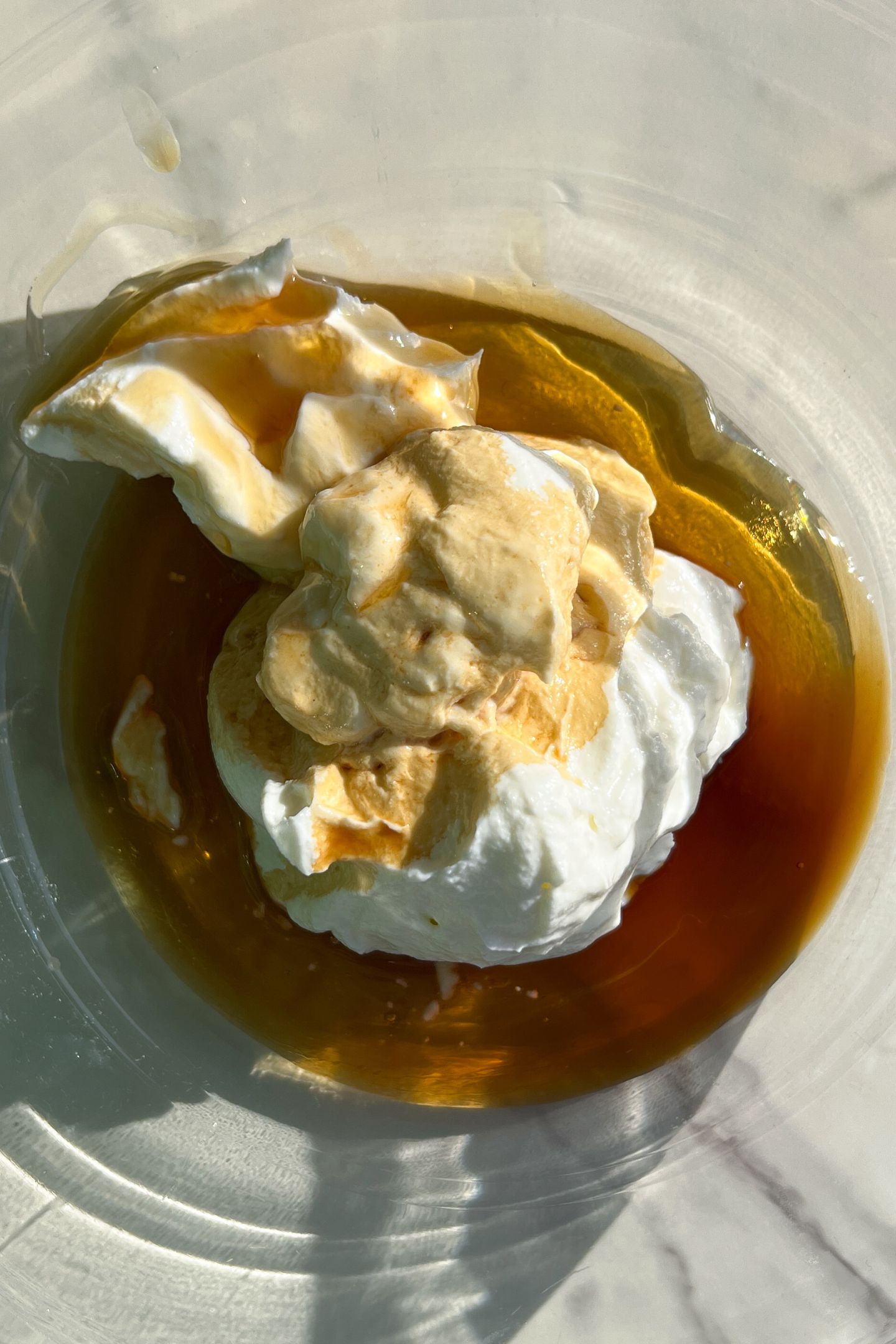 Wet ingredients in the mixing bowl.