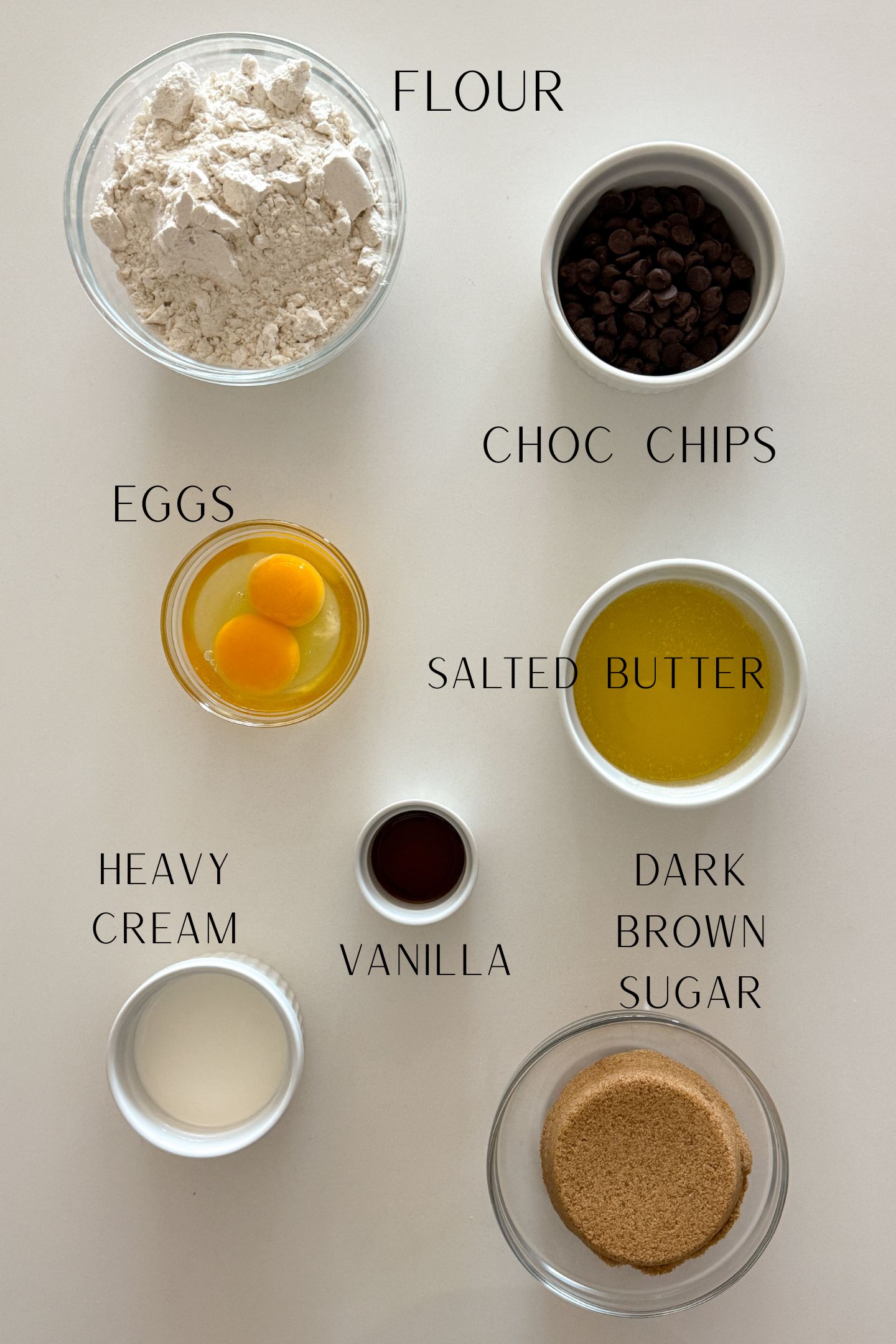 Ingredients measured out in bowls to make the gluten free blondies.