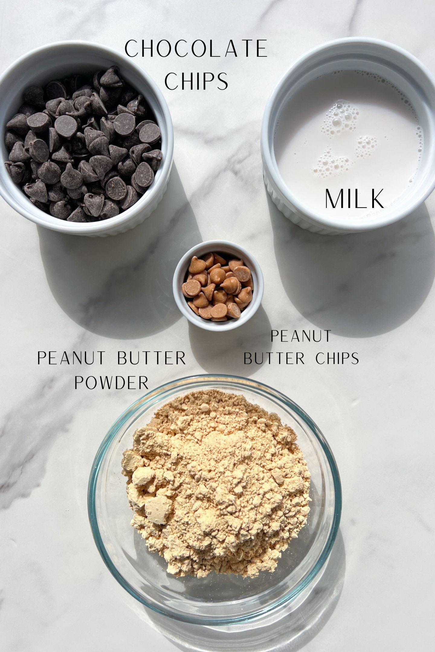 Ingredients measured out to make healthy peanut butter cups.