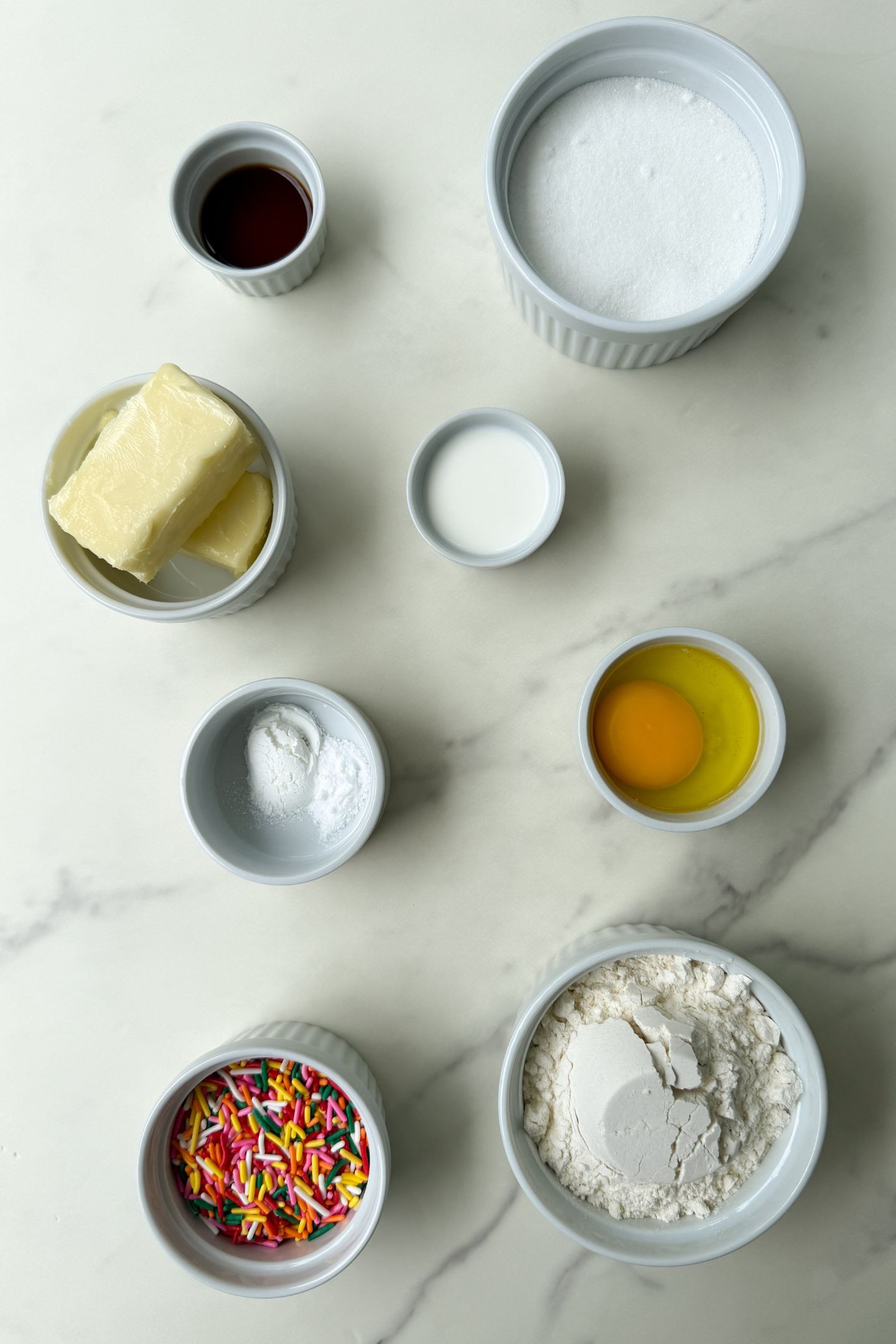 Ingredients to make the birthday cake cookies.