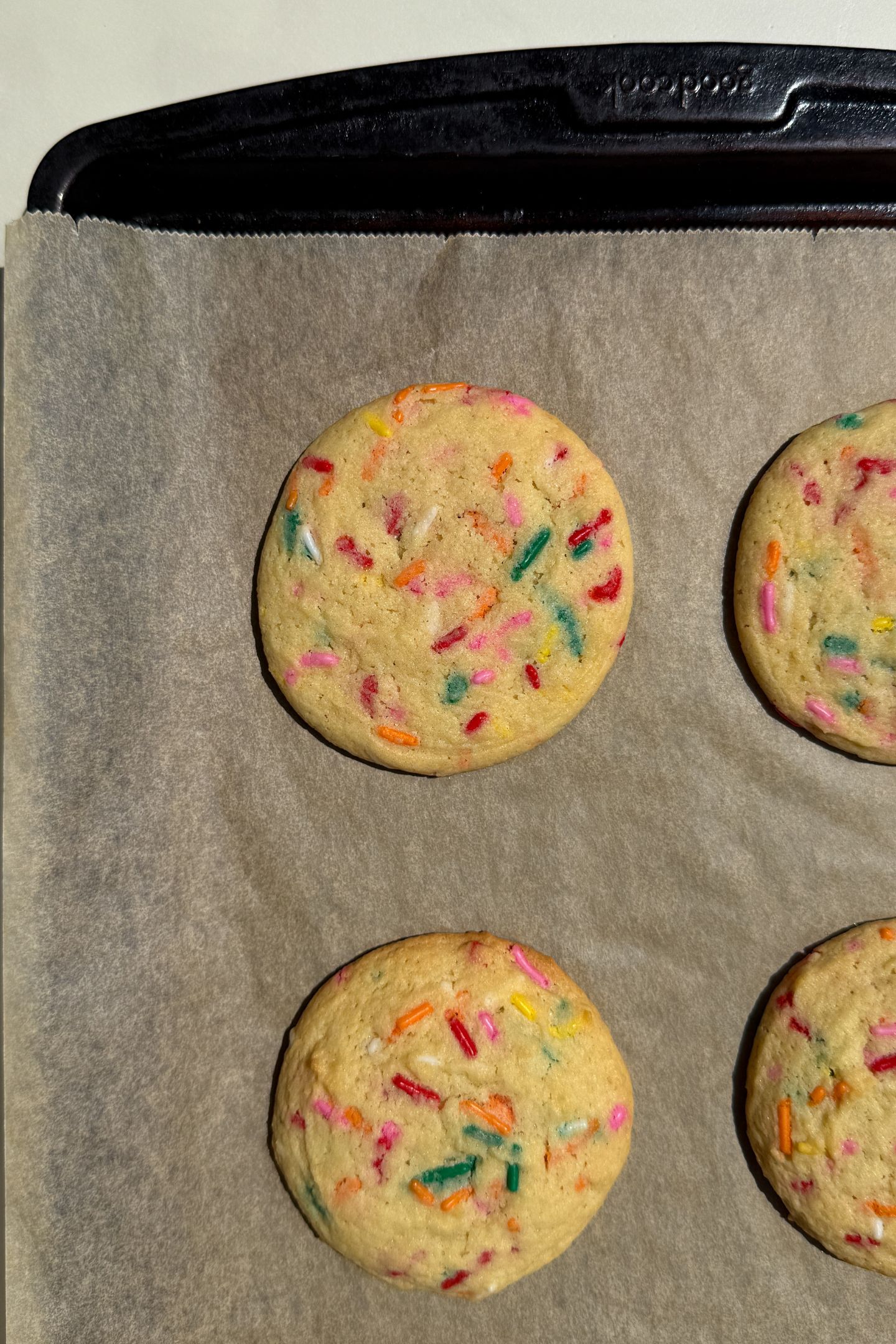 Cookies on parchment paper.