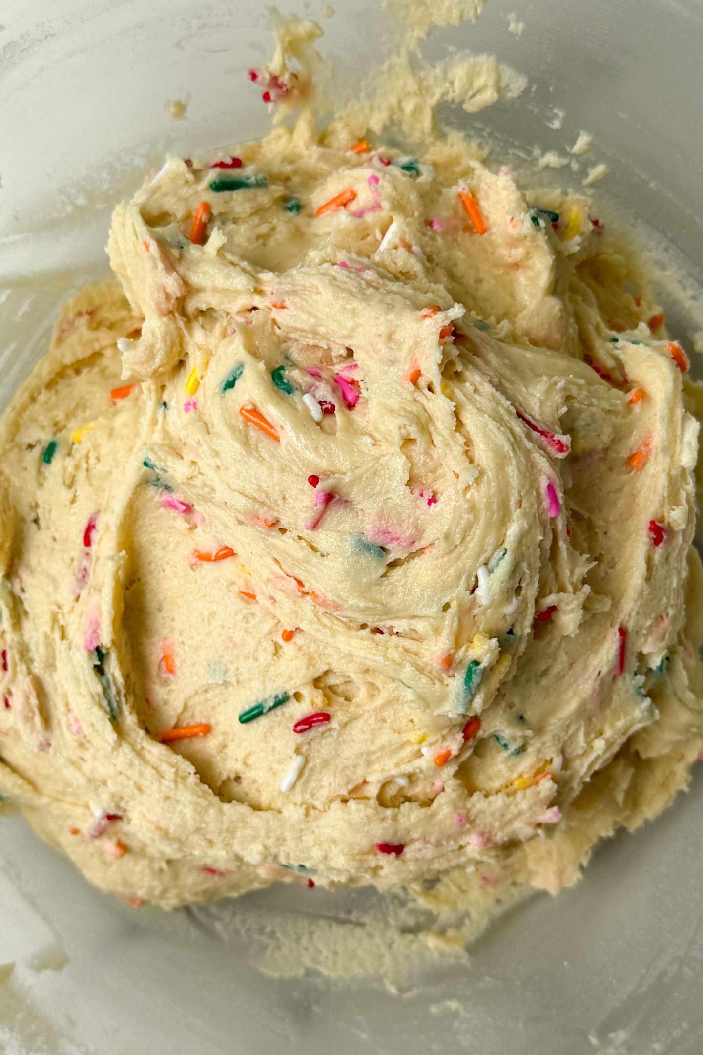 Cookie batter in a bowl.