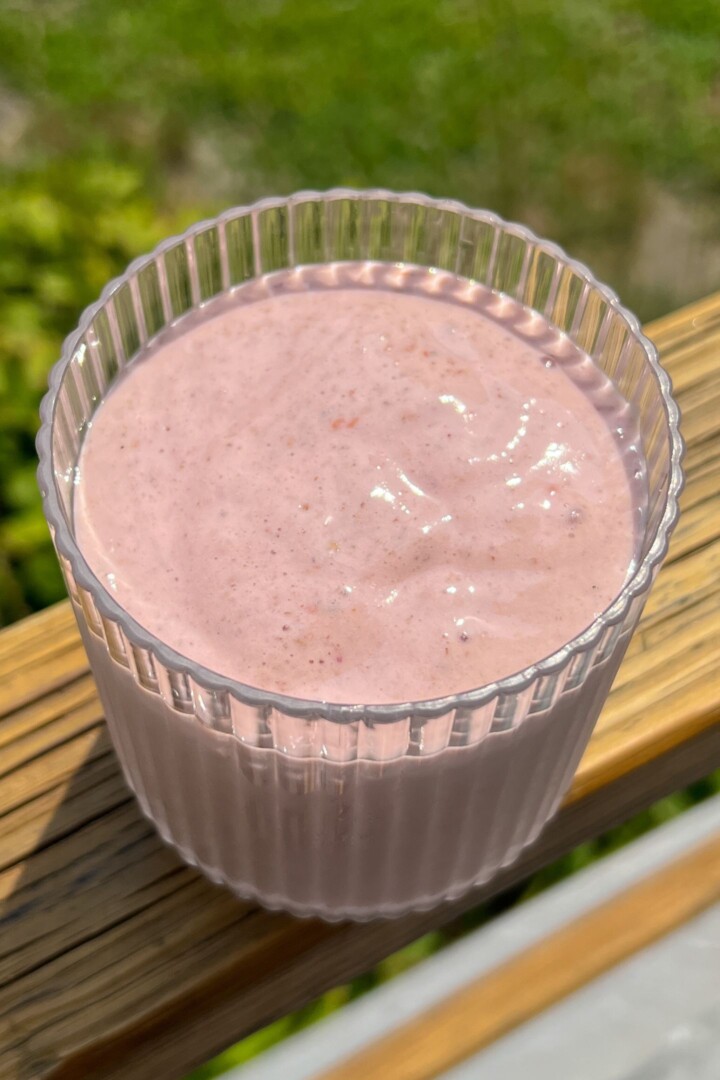 Raspberry Smoothie with Frozen Fruit - Feasty Travels