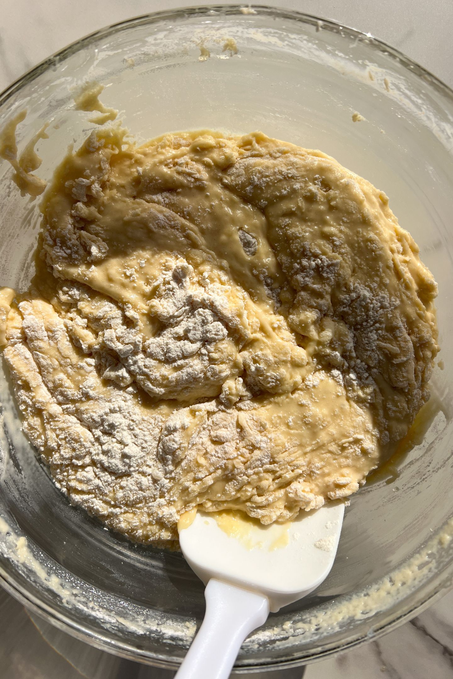 Flour added into the wet ingredients