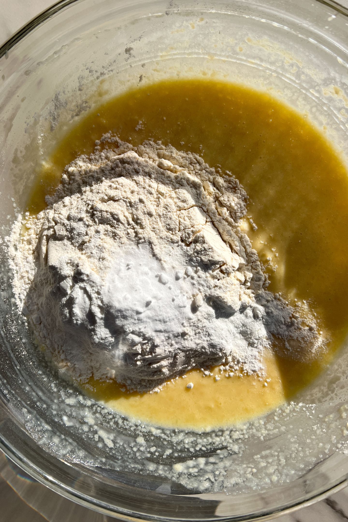Flour added into the wet ingredients