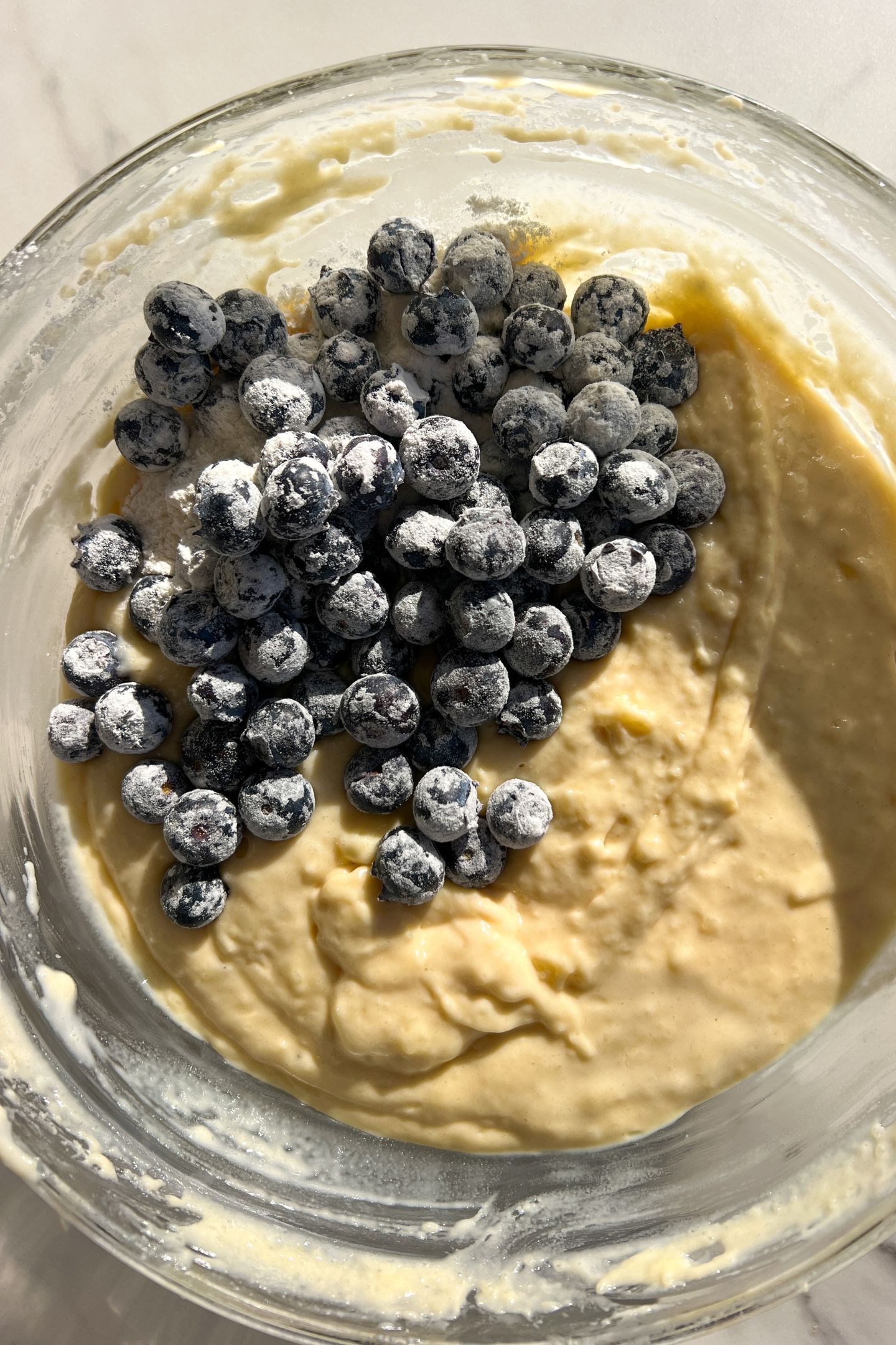 Blueberries added to the bowl.