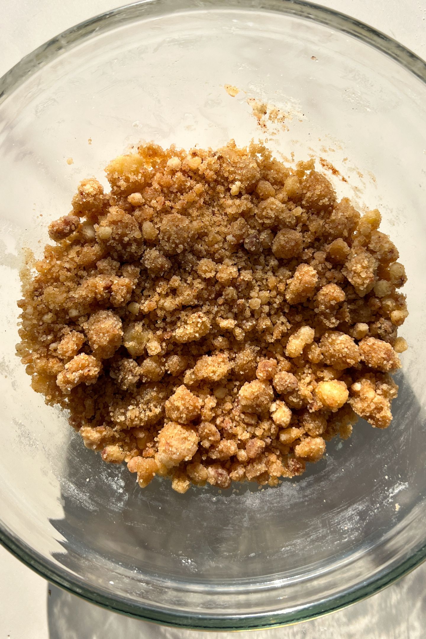 The crumb topping in a bowl.